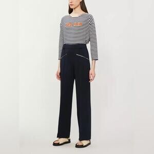 NEW The Kooples Zip Detail Blue Wide-Leg Trousers, Size EU 32 US 0